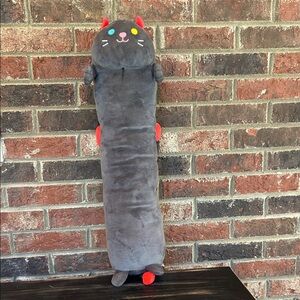 Mewaii Long Gray Plush Cat Pillow/Toy 24 inches